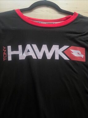 Tony Hawk Black Tee with Red Trim and White Logo